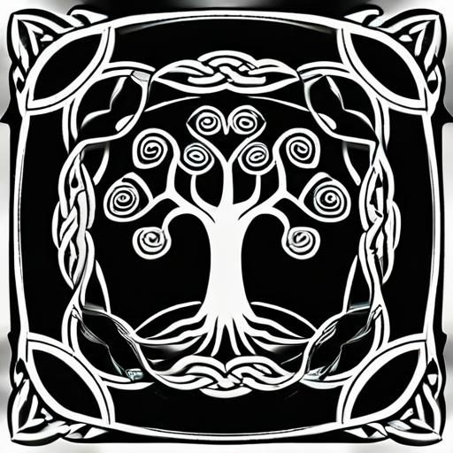 タロットクロス tarot 占い 神秘的 ケルティックノット 生命の樹 タペストリー おしゃれ 祭壇 撮影背景 正方形 グッズ アクセサリー 黒 白 模様 デザイン 図柄 アート 装飾 木 生命の木 紋様 装飾 シンボル アート｜フロントップ店