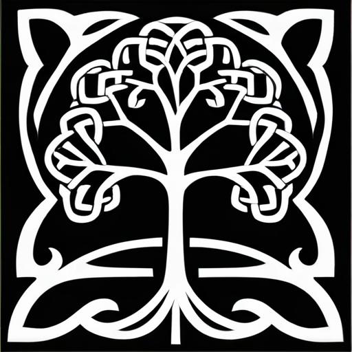タロットクロス tarot 占い 神秘的 ケルティックノット 生命の樹 タペストリー おしゃれ 祭壇 撮影背景 正方形 グッズ アクセサリー 黒 白 模様 デザイン 図柄 アート 装飾 木 生命の木 紋様 装飾 シンボル アート｜フロントップ店