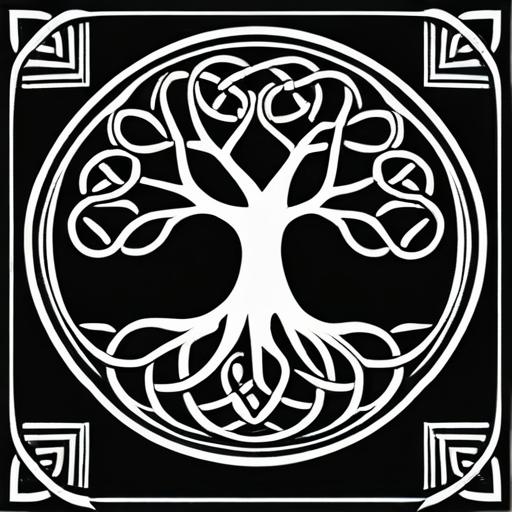 タロットクロス tarot 占い 神秘的 ケルティックノット 生命の樹 タペストリー おしゃれ 祭壇 撮影背景 正方形 グッズ アクセサリー 黒 白 模様 デザイン 図柄 アート 装飾 木 生命の木 紋様 装飾 シンボル アート｜フロントップ店