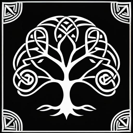 タロットクロス tarot 占い 神秘的 ケルティックノット 生命の樹 タペストリー おしゃれ 祭壇 撮影背景 正方形 グッズ アクセサリー 黒 白 模様 デザイン 図柄 アート 装飾 木 生命の木 紋様 装飾 シンボル アート｜フロントップ店