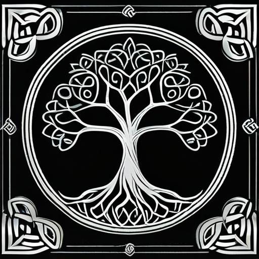 タロットクロス tarot 占い 神秘的 ケルティックノット 生命の樹 タペストリー おしゃれ 祭壇 撮影背景 正方形 グッズ アクセサリー 黒 白 模様 デザイン 図柄 アート 装飾 木 生命の木 紋様 装飾 シンボル アート|フロントップ店