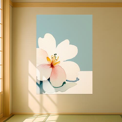 花 水彩 植物 春 アート タペストリー 絵画 インテリア 縦長 北欧 大判 大型 布製 壁飾り 巨大 壁掛け 大きい 撮影背景 長方形 特大 白 ピンク 黄色