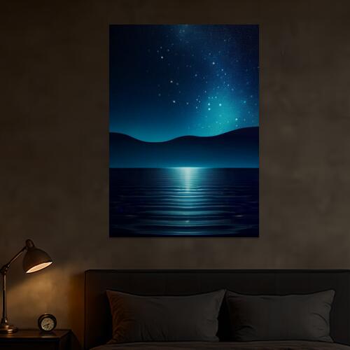星空 海 夜 静寂 幻想的 タペストリー 縦長 縦型 インテリア グッズ 大判 大型 布製 壁飾り 巨大 壁掛け 大きい 撮影背景 長方形 特大 青 紺 白