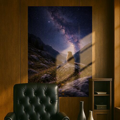 マーモット 星空 山 自然 夜景 タペストリー マーモット縦長 縦型 インテリア グッズ 大判 大型 布製 壁飾り 巨大 壁掛け 大きい 撮影背景 特大 青 紺 グレー