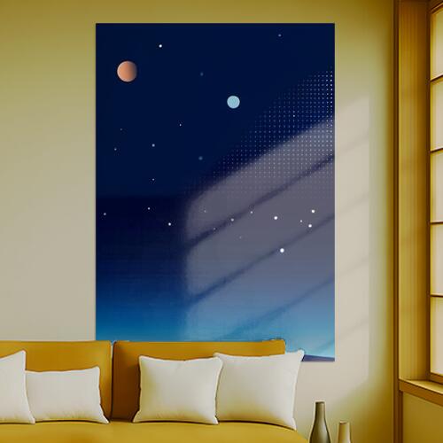 夜空 星 月 宇宙 風景 タペストリー インテリア 縦型 縦長 大判 大型 布製 壁飾り 巨大 壁掛け 大きい 撮影背景 特大 紺 青 白 4,760円