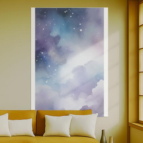 星空 夜空 雲 水彩 ファンタジー タペストリー 宇宙 インテリア 縦型 縦長 大判 大型 布製 壁飾り 巨大 壁掛け 大きい 撮影背景 特大 青 白 グレー
