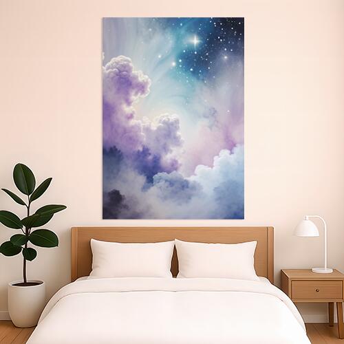 星空 雲 夜空 ファンタジー 幻想的 タペストリー 宇宙 インテリア 縦型 縦長 大判 大型 布製 壁飾り 巨大 壁掛け 大きい 撮影背景 特大 青 白 ピンク
