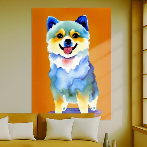犬 ポメラニアン 水彩画 ペット かわいい タペストリー 犬柄 インテリア 大判 大型 布製 壁飾り 巨大 壁掛け 大きい 撮影背景 特大 青 黄色 白 4,760円