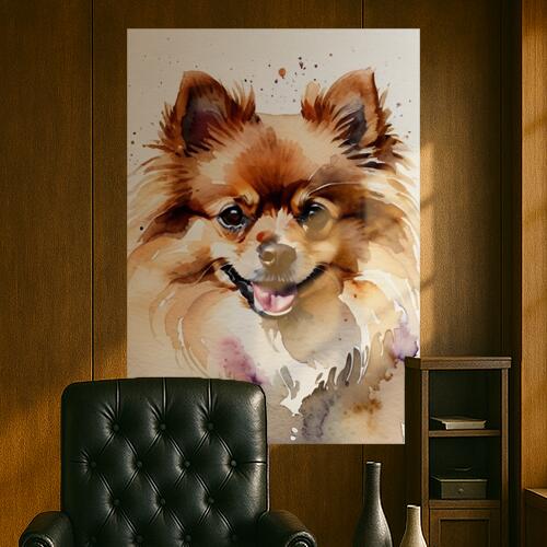 犬 ポメラニアン 動物 ペット 水彩画 タペストリー 犬柄 インテリア 大判 大型 布製 壁飾り 巨大 壁掛け 大きい 撮影背景 特大 オレンジ ベージュ 白