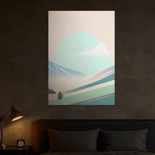 山 風景 自然 イラスト 癒し タペストリー 北欧 インテリア 大判 大型 布製 壁飾り 巨大 壁掛け 大きい 撮影背景 特大 ベージュ 青 白 5,400円