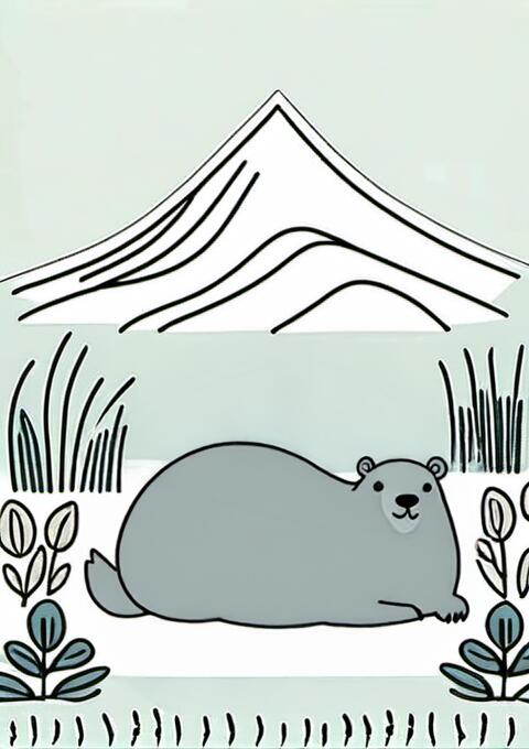 クマ 山 植物 自然 かわいい タペストリー 北欧 インテリア 大判 大型 布製 壁飾り 巨大 壁掛け 大きい 撮影背景 特大 グレー 白 黒
