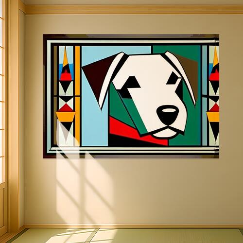 犬 ポップアート モダンアート 動物 ペット タペストリー インテリア 大判 大型 布製 壁飾り 巨大 壁掛け 大きい 撮影背景 特大 白 黒 赤