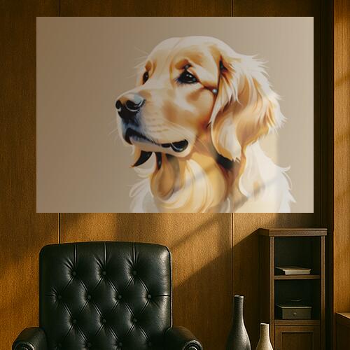 犬 ゴールデンレトリバー ペット 動物 肖像画 タペストリー インテリア 大判 大型 布製 壁飾り 巨大 壁掛け 大きい 撮影背景 特大 ベージュ 白 黄色