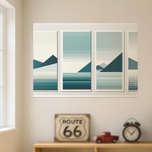 山 海 風景 ミニマルアート 抽象画 タペストリー 北欧 インテリア 大判 大型 布製 壁飾り 巨大 壁掛け 大きい 撮影背景 特大 青 白 グレー