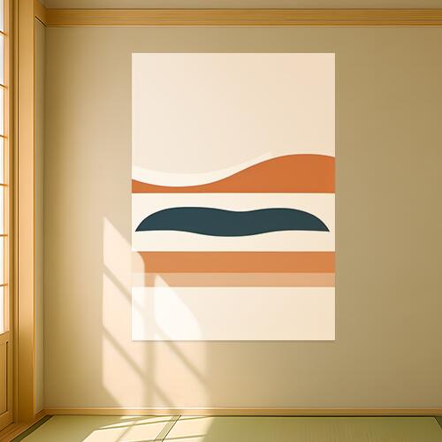 抽象画 アート ミニマル モダン 壁掛け タペストリー 北欧 海 インテリア 大判 大型 布製 壁飾り 巨大 大きい 撮影背景 特大 ベージュ オレンジ 紺
