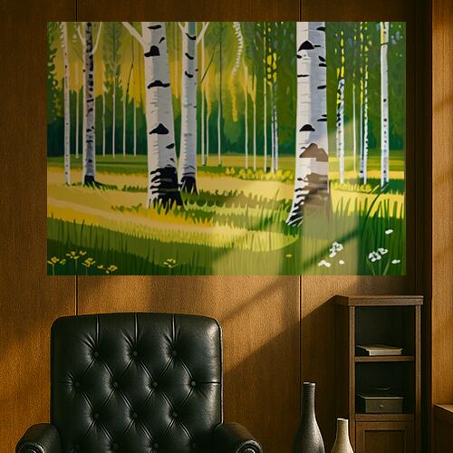 白樺 森 風景 自然 絵画 タペストリー 北欧 インテリア 大判 大型 布製 壁飾り 巨大 壁掛け 大きい 撮影背景 特大 白 緑 黄色 6,240円