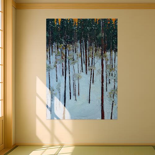 冬 雪 木 森 風景 タペストリー 自然 大きい 自然風景 北欧 癒し インテリア 大判 大型 布製 壁飾り 巨大 壁掛け 撮影背景 特大 白 黒 緑