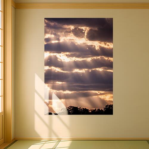 空 雲 光 夕焼け 自然 タペストリー 大判 風景 大自然 神秘的 癒し 大きい インテリア 大型 布製 壁飾り 巨大 壁掛け 撮影背景 特大 オレンジ 黄色 グレー