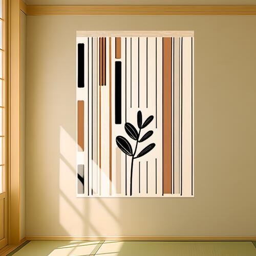 抽象画 植物 線 ミニマル アート タペストリー 大判 シンプル おしゃれ 北欧 大きい インテリア 大型 布製 壁飾り 巨大 壁掛け 撮影背景 特大 白 黒 ベージュ
