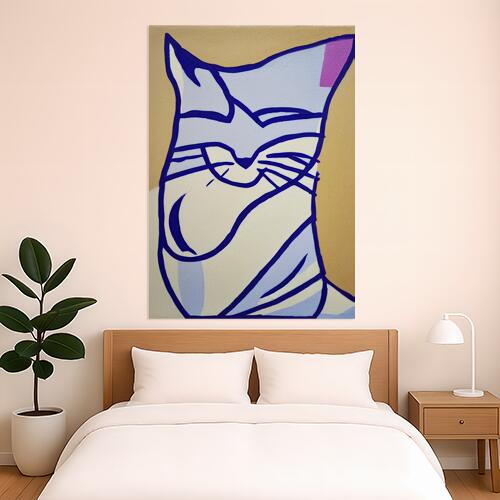 猫 ポップアート 動物 ペット アート タペストリー 大判 シンプル おしゃれ 北欧 大きい インテリア 大型 布製 壁飾り 巨大 壁掛け 撮影背景 特大 ベージュ 青 白