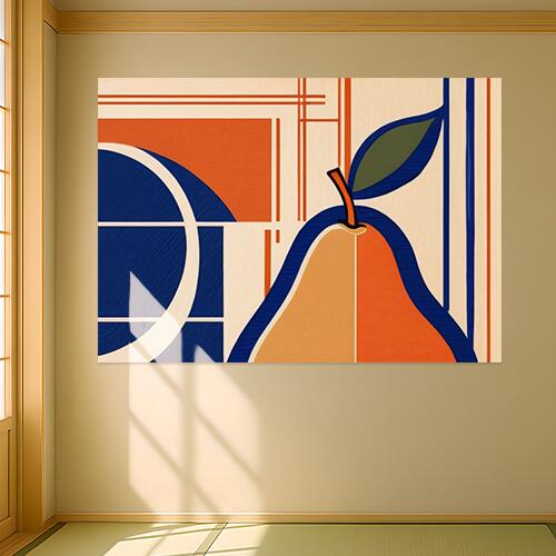 洋梨 果物 アート モダン 静物画 タペストリー 大判 シンプル おしゃれ 北欧 大きい インテリア 大型 布製 壁飾り 巨大 壁掛け 撮影背景 特大 オレンジ ベージュ 青