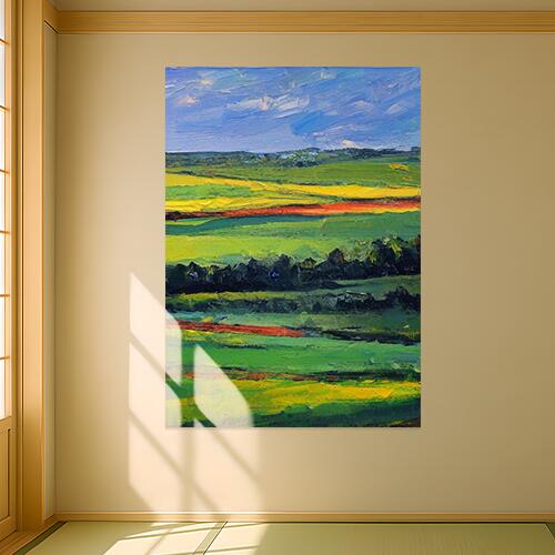 タペストリー風景 油絵 田園 自然 抽象 タペストリー 北欧 秋 大判