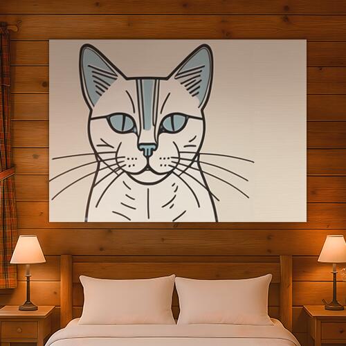 猫 ネコ 動物 ペット イラスト タペストリー 北欧 秋 夏 大判 おしゃれ 大きい インテリア 大型 布製 壁飾り 巨大 壁掛け 撮影背景 特大 白 ベージュ 青
