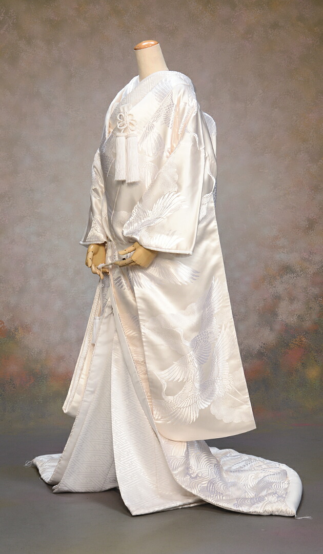 和装婚礼花嫁様 白無垢 花嫁和装 レンタル】白無垢 白鶴金糸刺繍婚礼衣装 フルセット