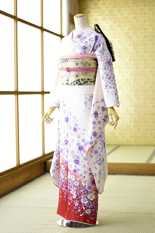 夏用単衣振袖 単 単衣 ひとえ フルセットレンタル 着物レンタル 成人式 結婚式 貸衣装 フルフル パーティ・お見合い・夏　着物 振袖セット フルレンタル｜FrouFrou