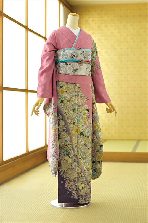夏用単衣振袖 トールサイズ 単 単衣 ひとえ フルセットレンタル 着物レンタル 成人式 結婚式 貸衣装 フルフル パーティ・お見合い・夏　着物 振袖セット フルレンタル
