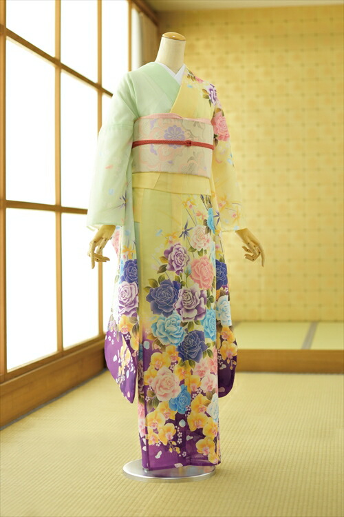 夏用絽振袖 絽 ろ フルセットレンタル 着物レンタル 成人式 結婚式 貸衣装 フルフル パーティ・お見合い・夏 着物 振袖セット フルレンタル|FrouFrou
