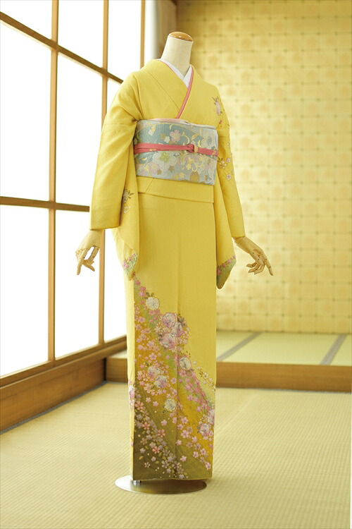 夏用 単衣 単 訪問着レンタル mh1329 着物レンタル 付下げ フルセット 結婚式 お宮参り kimono 夏 ６月 ７月 ８月 ９月 付け下げ 涼しい ママ houmongi 往復送料無料｜FrouFrou