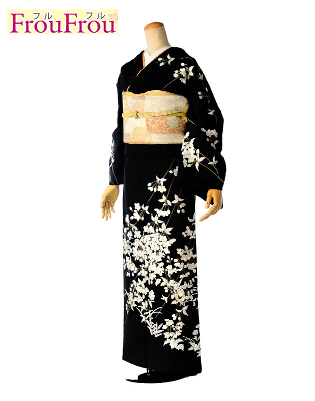 レンタル 訪問着 【総刺繍柄】 高級正絹 黒 訪問着 レンタル ほうもんぎ houmongi 着物レンタル 付け下げ 卒園式 入学式 卒業式 母 着物 母親 結婚式 お茶会 お宮参り 七五三 貸衣装 モダン セット