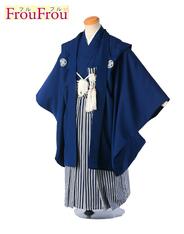 紺紋服《身長》105cm前後 レンタル 七五三レンタル　５歳着物/袴/着物レンタル/5歳 男の子/753/五歳/５才/ 五歳男児 羽織 袴 ７５３ 七五三 卒園式 5歳男の子 七五三着物 フルセットレンタル 着物セット｜FrouFrou