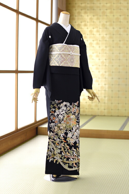 黒留袖着物リメイク/小さな梅柄が可愛いマーガレット風羽織/習作