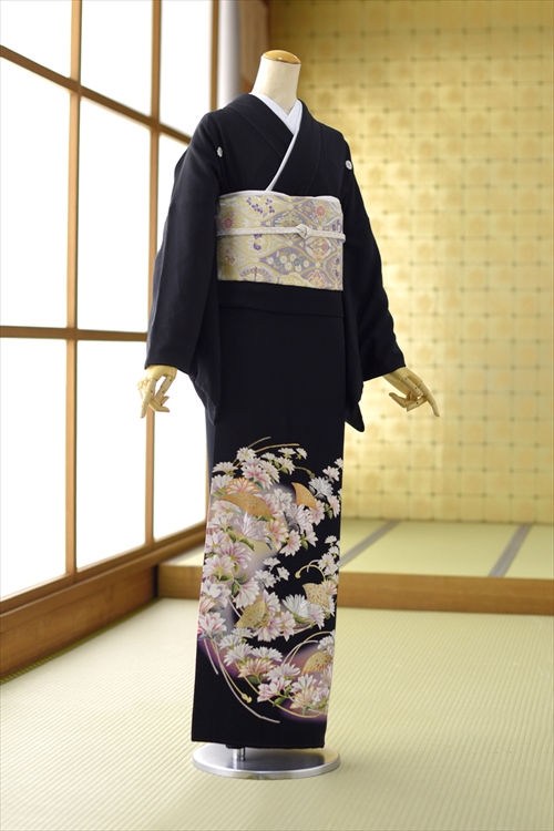 黒留袖フルセット　着物　正絹 レンタル留袖 フルセット 高級正絹 留袖 レンタル 龍 TS-MI137