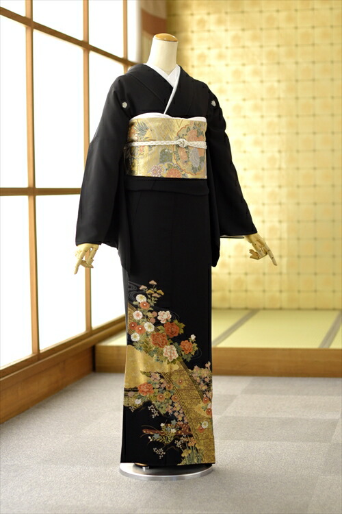 留袖 レンタル 留袖レンタル 黒留袖レンタル Lサイズ 広巾 広幅 大きいサイズ フルセットレンタル 高級正絹 着物 結婚式 母親 母上 親族 列席者 貸衣装 フルフル 安い ひろはば かしいしょう おすすめ mth202a5