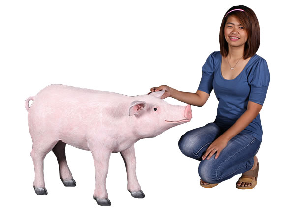 Frpアニマルオブジェ 可愛い豚 置物 動物 ブタ ぶた 動物園 店舗 茶寮 喫茶店 レストラン 飲食店 インテリア イベント ディスプレイ 実物大 等身大 リアル 等身大フィギュア Whlny Amploi Fr