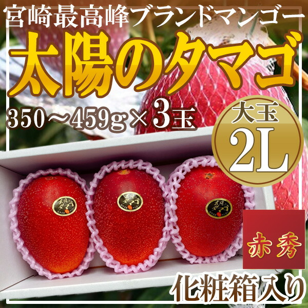 【送料無料】宮崎県産　太陽のタマゴ　2L　3玉　化粧箱入り　赤秀