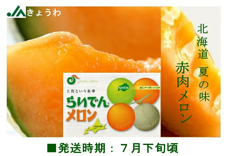 楽天市場】北海道産 JAきょうわ らいでんメロン（赤肉） 秀品