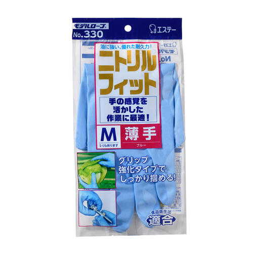 エステー 330ニトリルフィット薄手 Mサイズ 青 120(10×12袋)/ケース