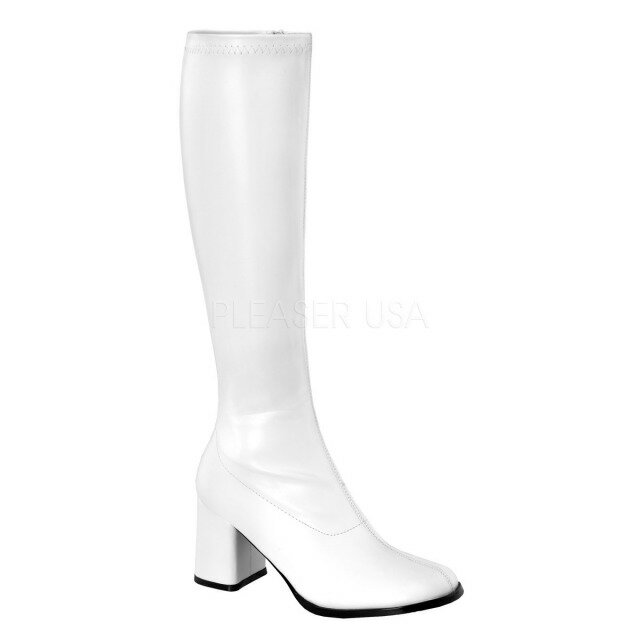 PLEASER【取り寄せ】プリーザー・ゴーゴーロングブーツ/品番：GOGO-300/GOGO300/7珊踵/出来事/社交ダンス/御召しもの/コスプレ/立ちはだかる踵/レンジャー/膝下ブーツ/ライブ/偶像/色つや詳しく述べる十分な量/21珊から32珊迄/なめし革ブーツ/フェイクレザーホワイト/合皮白