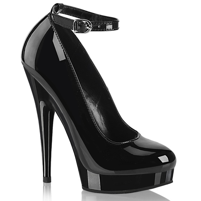 PLEASER【取り寄せ】プリーザー・アンクルストラップエナメルパンプス/品番：SULTRY-686/SUL686/15cmヒール/ダンスシューズ/衣装/ドレス/キャバ嬢/バーレスク/ピンヒール/レディース/薄厚底/サイズ展開豊富/小さいサイズ/大きいサイズ/美脚シューズ/靴/エナメルブラック/黒｜KONI KONI