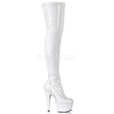 PLEASER【取り寄せ】プリーザー・厚底サイハイエナメルブーツ/品番：ADORE-3000/ADO3000/17珊踵/18珊踵/社交ダンスシューズ/御召しもの/極点社交ダンス/レディース/いの一番踵/ハイヒール/コスプレ/厚底ブーツ/エナメルブーツ/レディース/ロングブーツ/エナメル白いこと/白