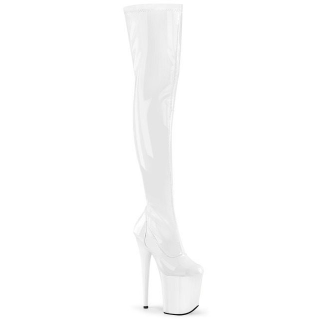 PLEASER【取り寄せ】プリーザー・フラミンゴ厚底エナメルサイハイブーツ/品番：FLAMINGO-3000/FLAM3000/社交ダンスシューズ/社交ダンス/御召しもの/極点社交ダンス/レディース/ロングブーツ/踵/ハイヒール/ごく小さい大きさ/大層らしい大きさ/ロングブーツ/エナメルブーツ/エナメル白いこと/白