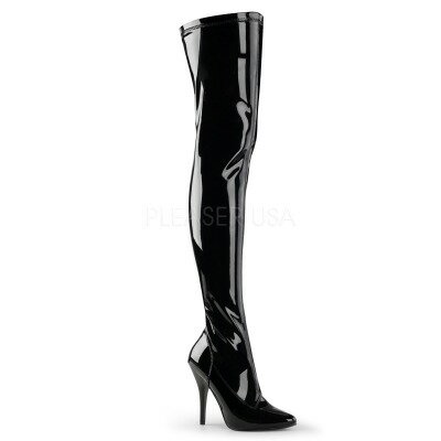 PLEASER【即納】プリーザー・エナメルサイハイブーツ/品番：SEDUCE-3000/SED3000/12cmヒール/ダンスシューズ/ダンス/衣装/ポールダンス/女王様/靴/ピンヒール/ハイヒール/レディース/小さい/大きいサイズ/つやあり/ニーハイブーツ/エナメルブーツ/エナメルブラック/黒