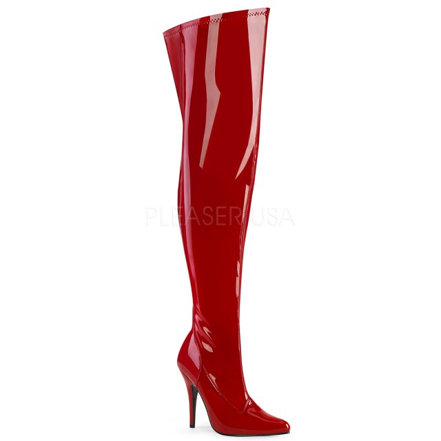 PLEASER【取り寄せ】プリーザー・エナメルワイドサイハイブーツ/品番：SEDUCE-3000WC/SED3000WC/12cmヒール/ダンスシューズ/ダンス/衣装/コスプレ/衣装/靴/ピンヒール/ハイヒール/レディース/太もも幅広い/大きいサイズ/ワイド幅/ジェンダーレス/撮影会/エナメルレッド/赤 14,419円