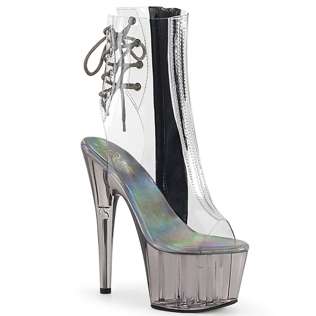 PLEASER【取り寄せ】プリーザー・ティンテッドクリア厚底ブーツサンダル/品番：ADORE-1018CT/ADO1018CT/17cmヒール/靴/厚底靴/ポールダンス/ダンス/女装/男性用/大きいサイズ/小さいサイズ/クリア×スモーク