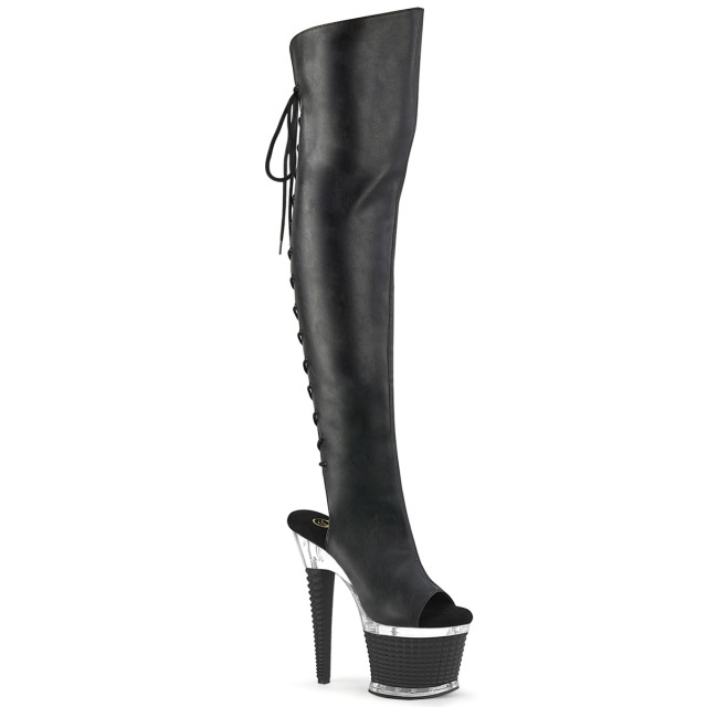 PLEASER【取り寄せ】プリーザー・オープントゥ厚底ブーツ/品番：SPECTATOR-3019/ SPEC3019/18cmヒール/ダンスシューズ/衣装/ポールダンス/靴/ピンヒール/編み上げ/ブーサン/レディース/23cm/24cm/25cm/26cm//レザーブーツ/フェイクレザーブラック/合皮黒 16,424円