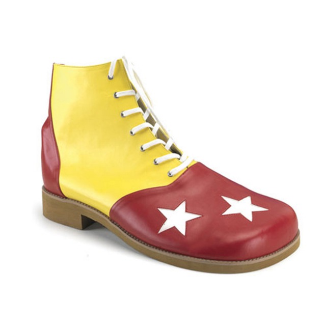 PLEASER【取り寄せ】プリーザー・クラウンブーツ/品番：CLOWN-02/CLOWN02/大きいサイズ/ユニセックス/男女兼用/イベント/仮装/女装/男装/パーティー/ハロウィン/コスプレ/フェイクレザーイエロー×レッド/黄色×赤色